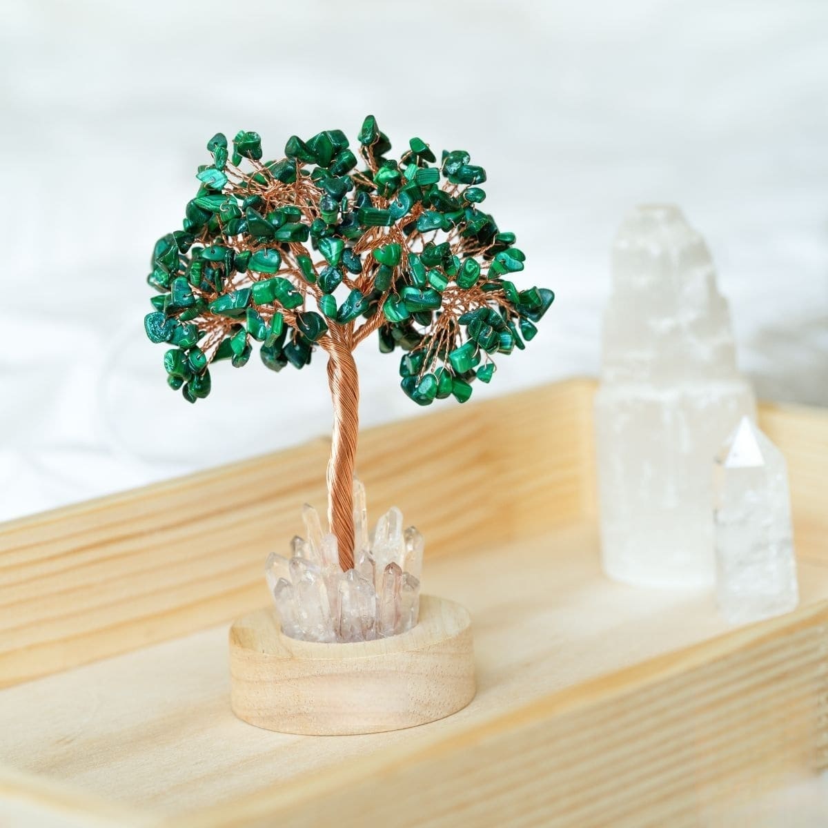 Crystal quartz lamp Malachite Tree Lamp for Anxiety|gemupone.com