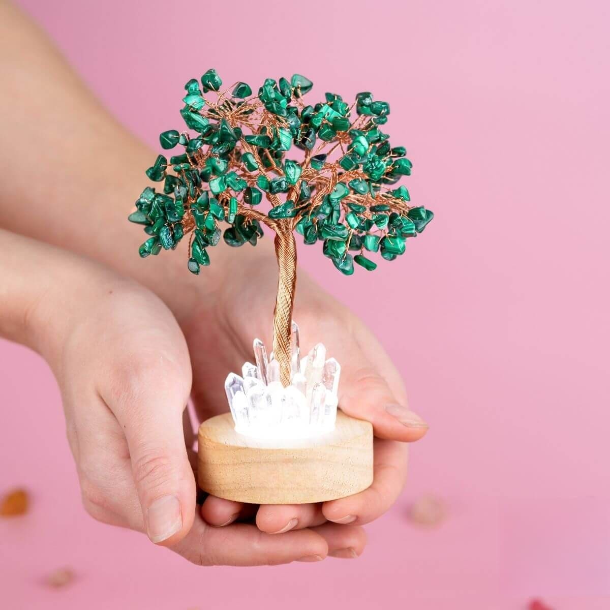 Crystal quartz lamp Malachite Tree Lamp for Anxiety|gemupone.com