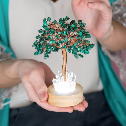 Crystal quartz lamp Malachite Tree Lamp for Anxiety|gemupone.com